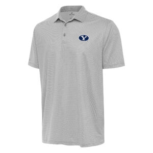 Men's Antigua Gray/White BYU Cougars Rings Polo