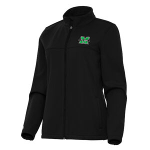 Women's Antigua Black Marshall Thundering Herd Links 2 Full-Zip Golf Jacket