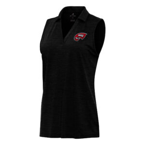 Women's Antigua Heather Black Western Kentucky Hilltoppers Layout Sleeveless V-Neck Polo