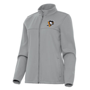 Women's Antigua Gray Pittsburgh Penguins Links 2 Full-Zip Golf Jacket