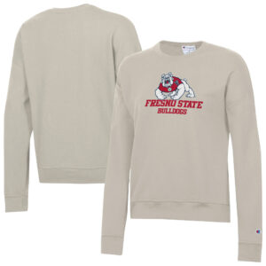 Women's Champion  Oatmeal Fresno State Bulldogs Powerblend Pullover Sweatshirt