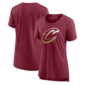 Women's Heather Wine Cleveland Cavaliers Gradient Logo Tri-Blend T-Shirt