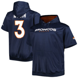 Men's Russell Wilson Navy Denver Broncos Big & Tall Short Sleeve Pullover Hoodie