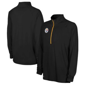 Men's Black Pittsburgh Steelers Combine Authentic Raglan Quarter-Zip Top