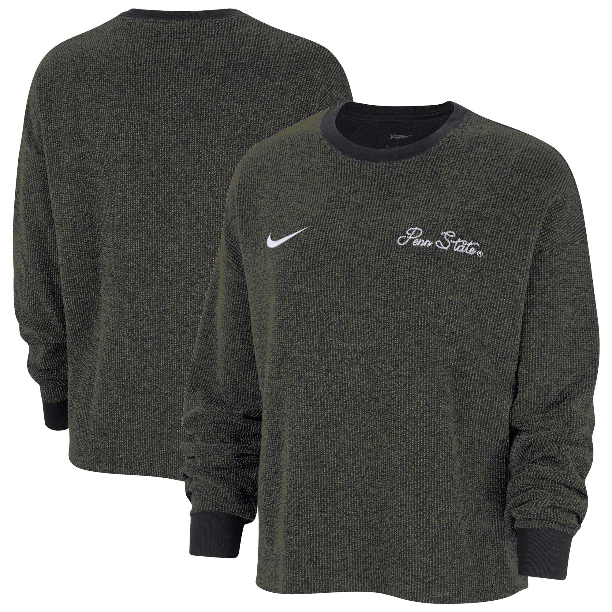 Women's Nike Black Penn State Nittany Lions Yoga Script Pullover Sweatshirt - Image 5