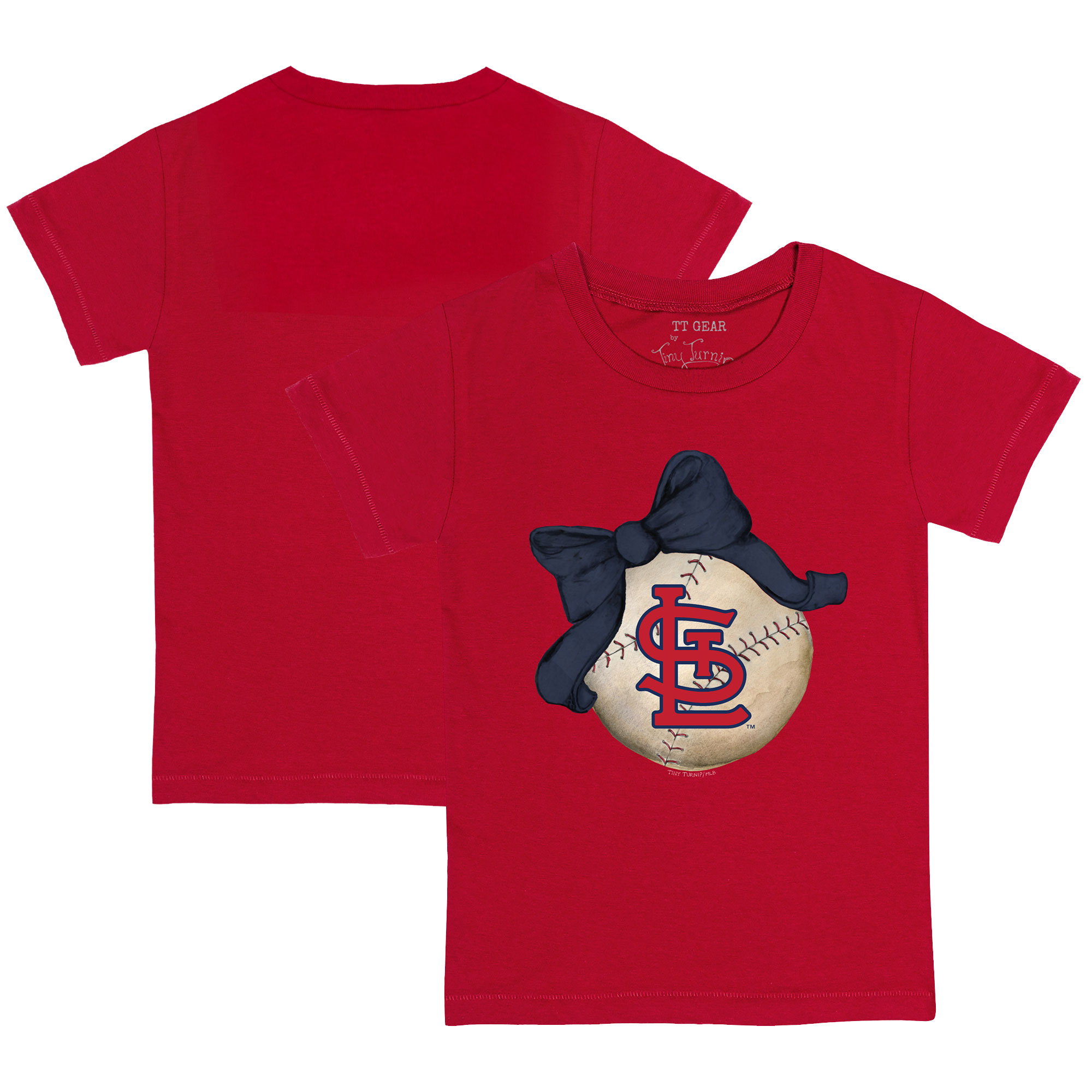 Toddler Tiny Turnip Red St. Louis Cardinals Baseball Bow T-Shirt