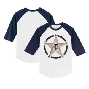 Youth Tiny Turnip White/Navy Minnesota Twins Military Star 3/4-Sleeve Raglan T-Shirt