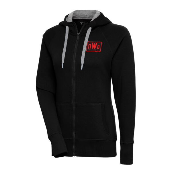 Women's Antigua Black nWo Victory Full-Zip Hoodie