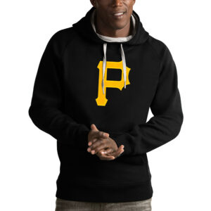 Men's Antigua Black Pittsburgh Pirates Victory Pullover Hoodie