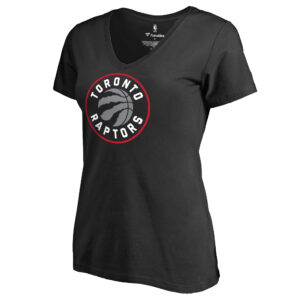 Women's Black Toronto Raptors Primary Logo V-Neck T-Shirt