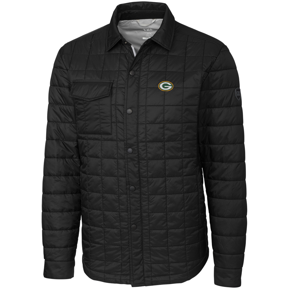 Men's Cutter & Buck Black Green Bay Packers Big & Tall Rainier Shirt Jacket