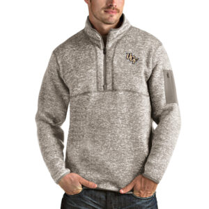 Men's Antigua Oatmeal UCF Knights Fortune Half-Zip Pullover Jacket