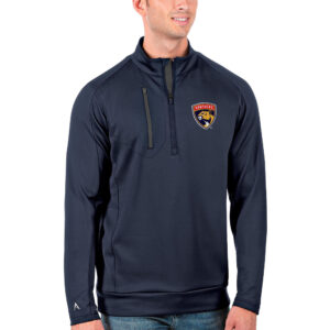 Men's Antigua Navy/Charcoal Florida Panthers Big & Tall Generation Quarter-Zip Pullover Jacket
