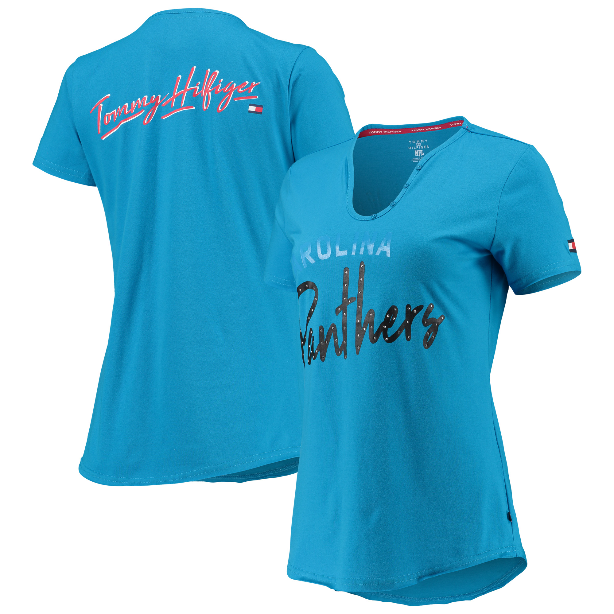 Women's Tommy Hilfiger Blue Carolina Panthers Riley V-Neck T-Shirt - Image 7