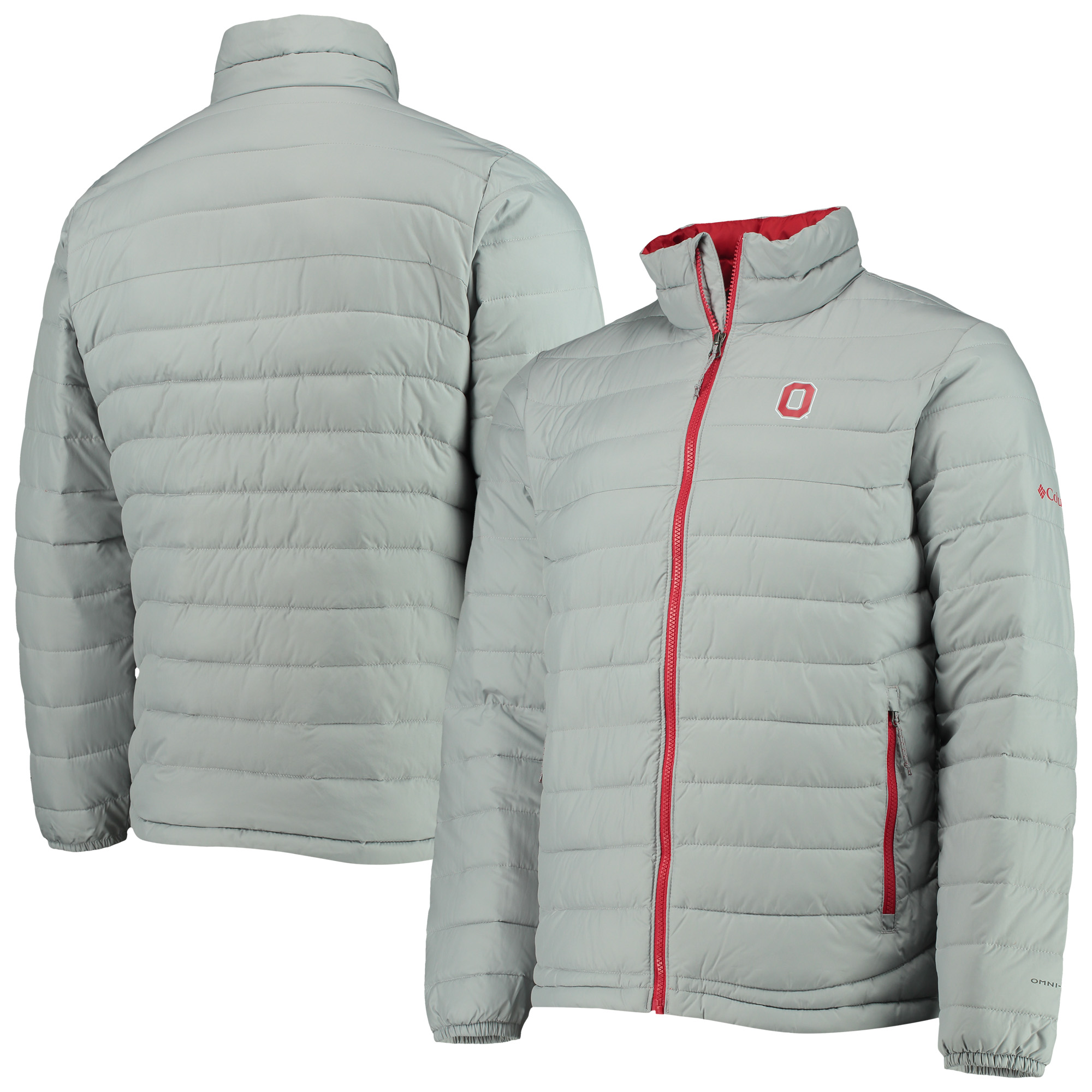 Men's Columbia Gray Ohio State Buckeyes Powder Lite Omni-Heat Reflective Full-Zip Jacket - Image 2