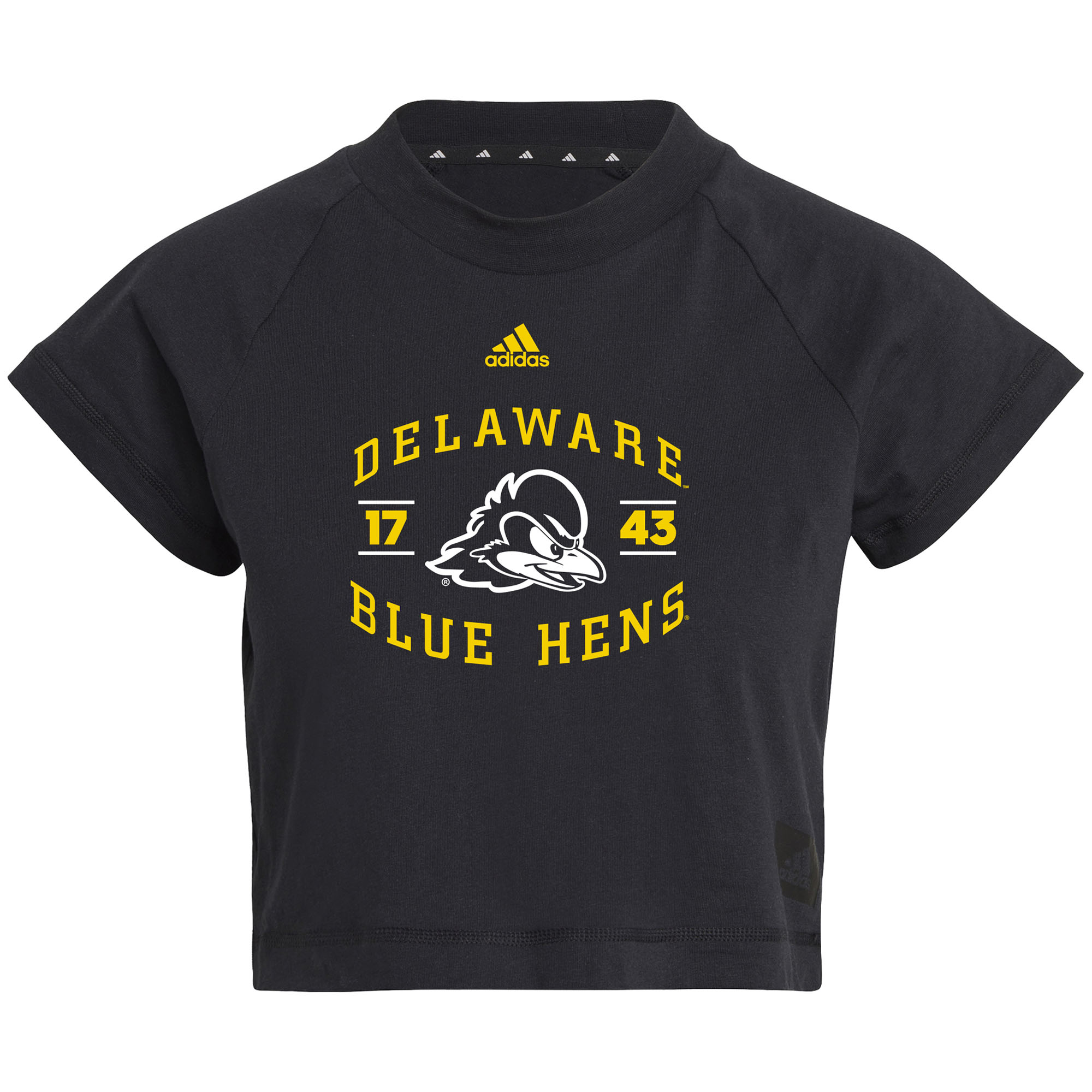 Women's adidas Black Delaware Fightin' Blue Hens Recycled Cropped T-Shirt - Image 6