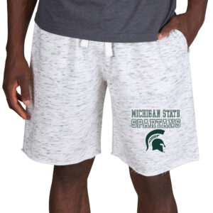 Men's Concepts Sport White/Charcoal Michigan State Spartans Alley Fleece Shorts