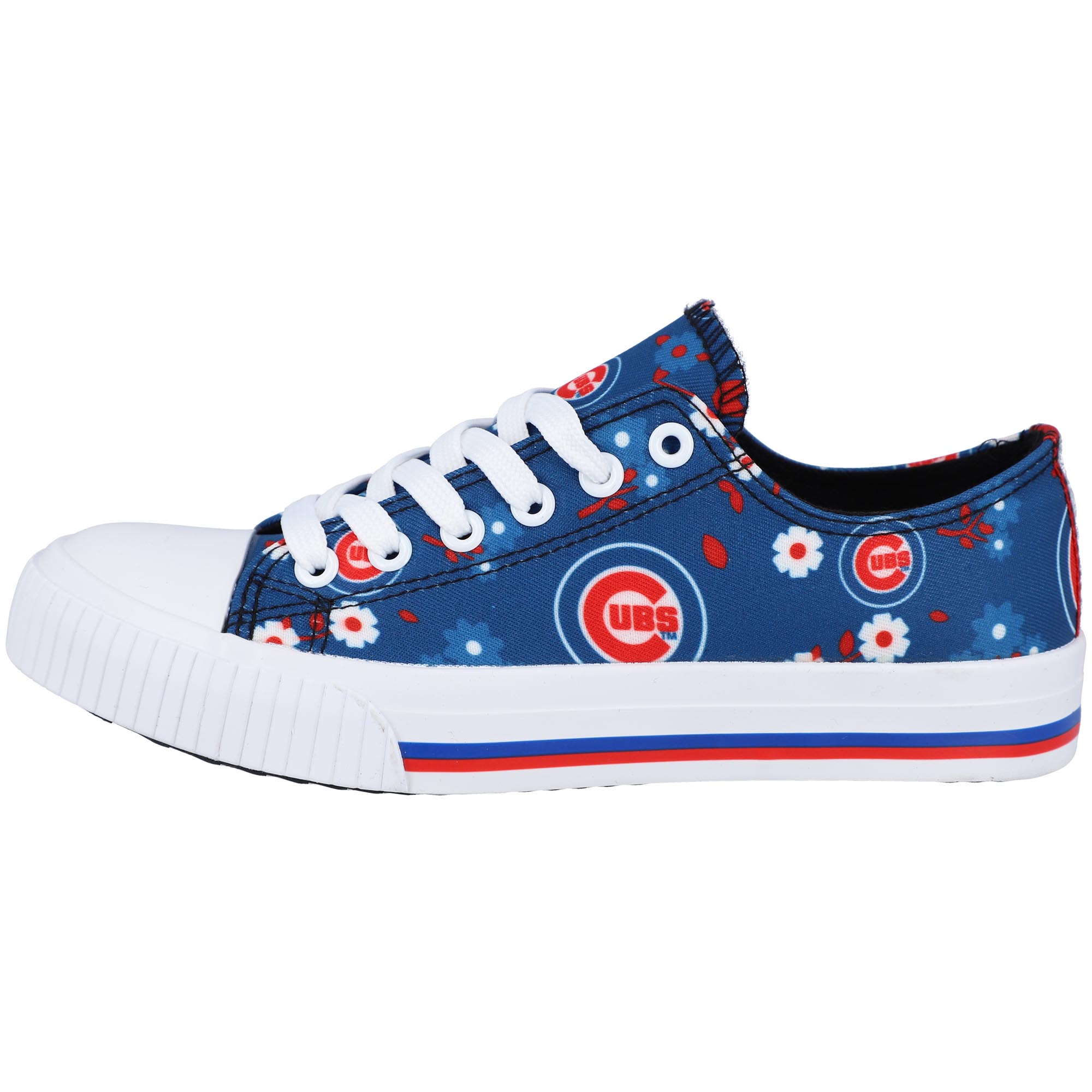 Women's FOCO Royal Chicago Cubs Flower Canvas Allover Shoes - Image 5