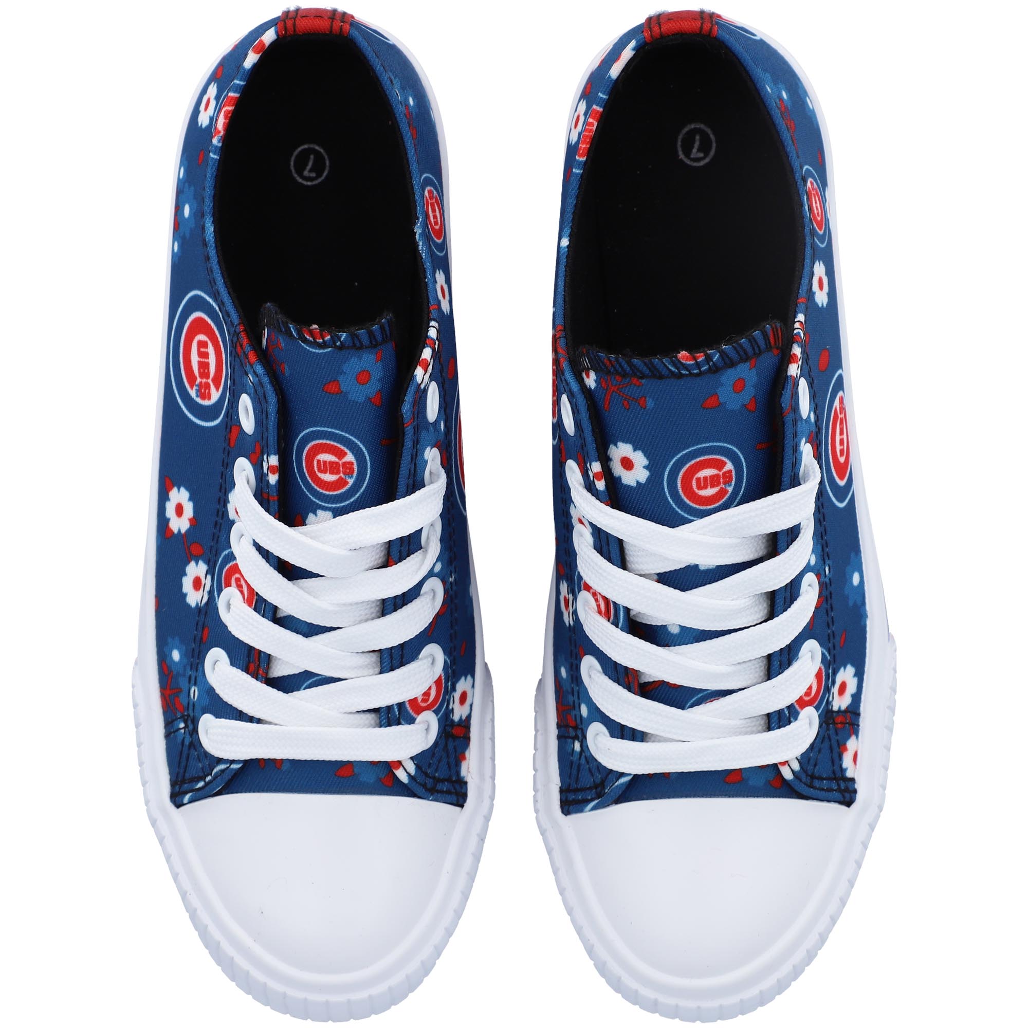 Women's FOCO Royal Chicago Cubs Flower Canvas Allover Shoes - Image 7
