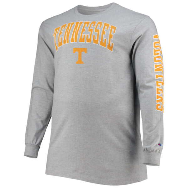 Men's Champion Heathered Gray Tennessee Volunteers Big & Tall 2-Hit Logo Long Sleeve T-Shirt - Image 6