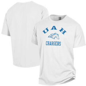 Men's ComfortWash White UAH Chargers Arch Logo Garment Dyed T-Shirt