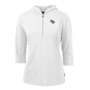 Women's Cutter & Buck White UCF Knights Virtue Eco Pique Half-Zip 3/4 Sleeve Pullover Hoodie
