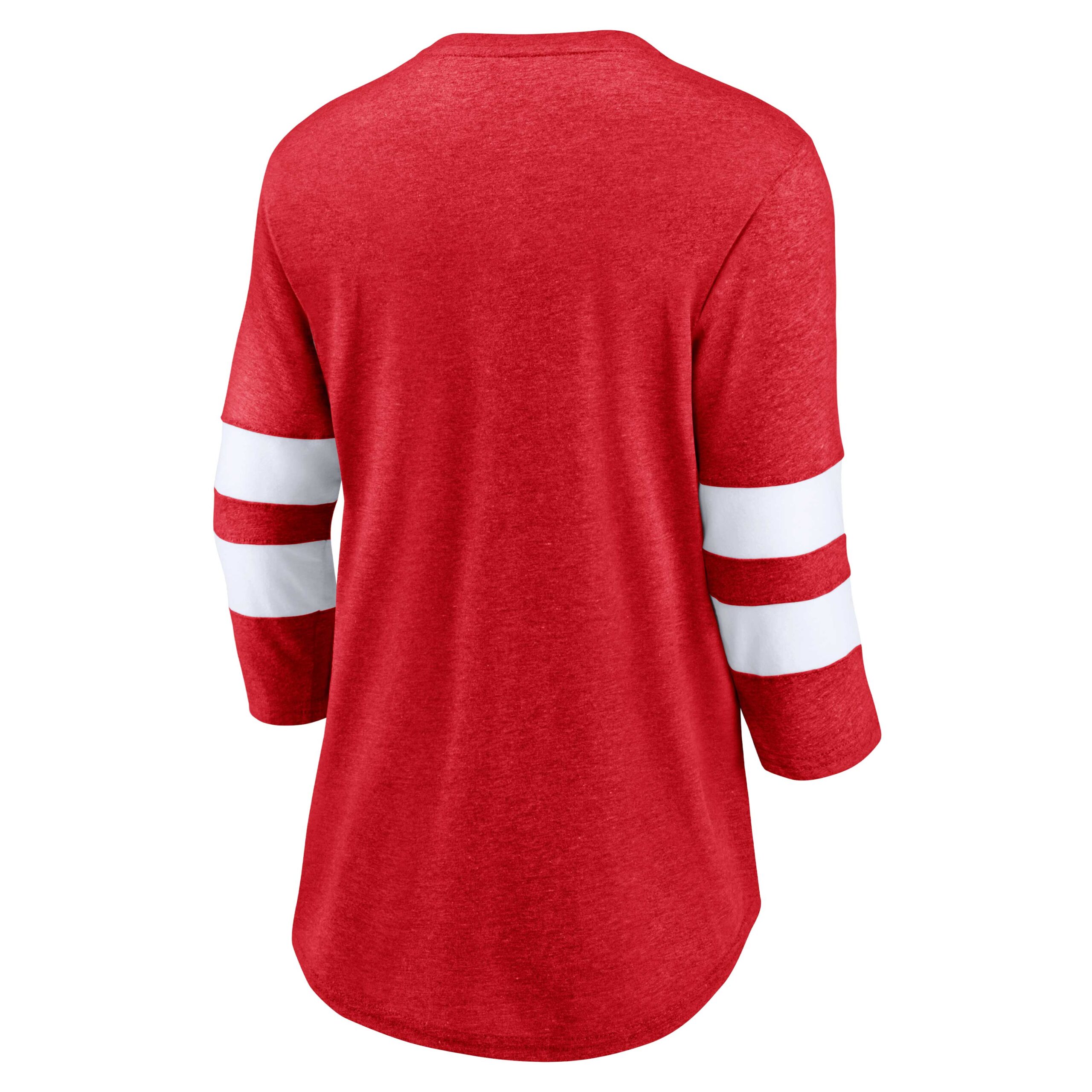 Women's Fanatics Heathered Red/White Chicago Blackhawks Full Shield 3/4-Sleeve Tri-Blend Raglan Scoop Neck T-Shirt - Image 7