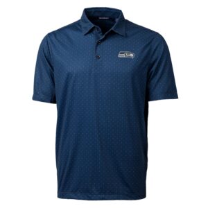 Men's Cutter & Buck Navy Seattle Seahawks Big & Tall Pike Double Dot Stretch Polo