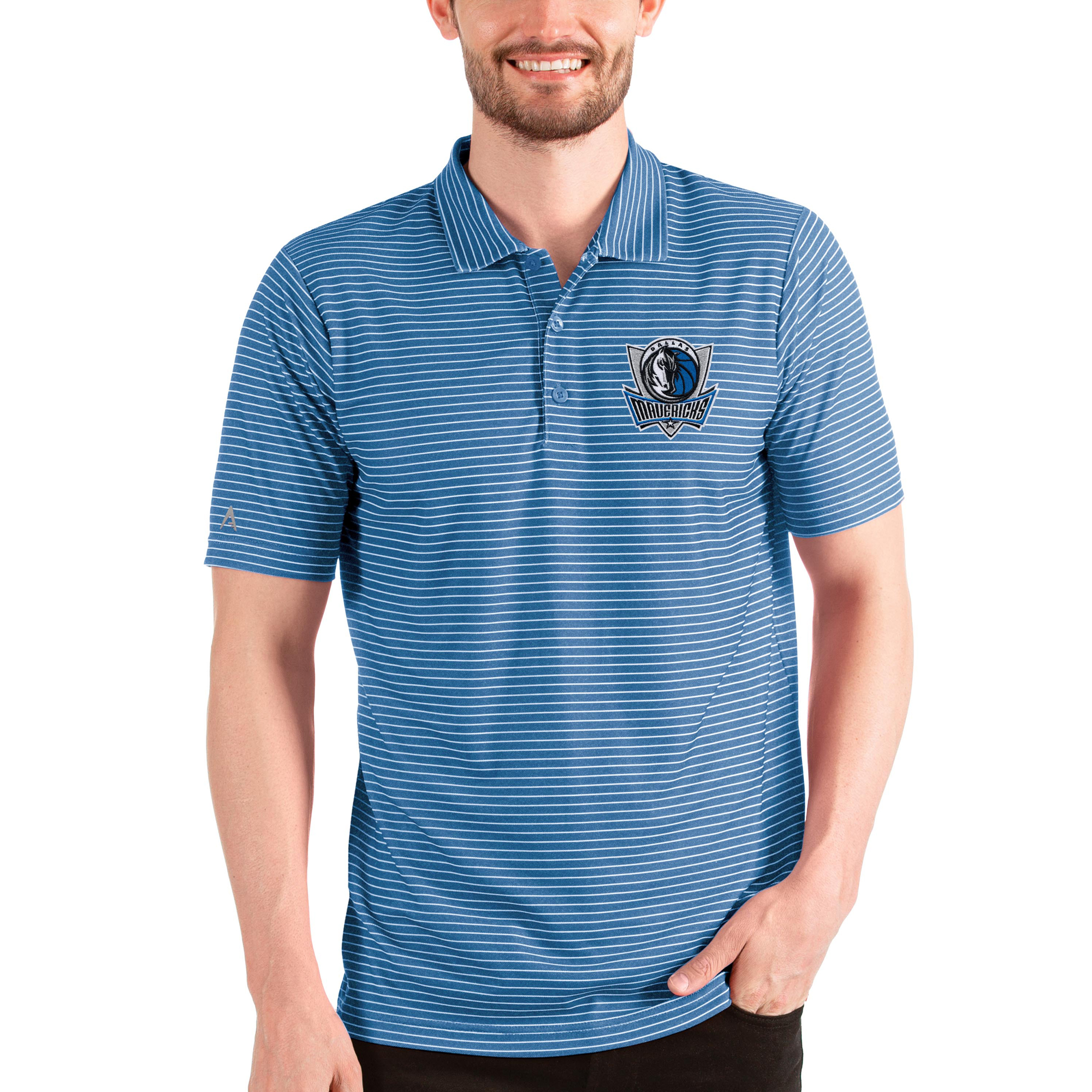 Men's Antigua Blue/White Dallas Mavericks Esteem Polo