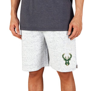 Men's Concepts Sport White/Charcoal Milwaukee Bucks Throttle Knit Jam Shorts