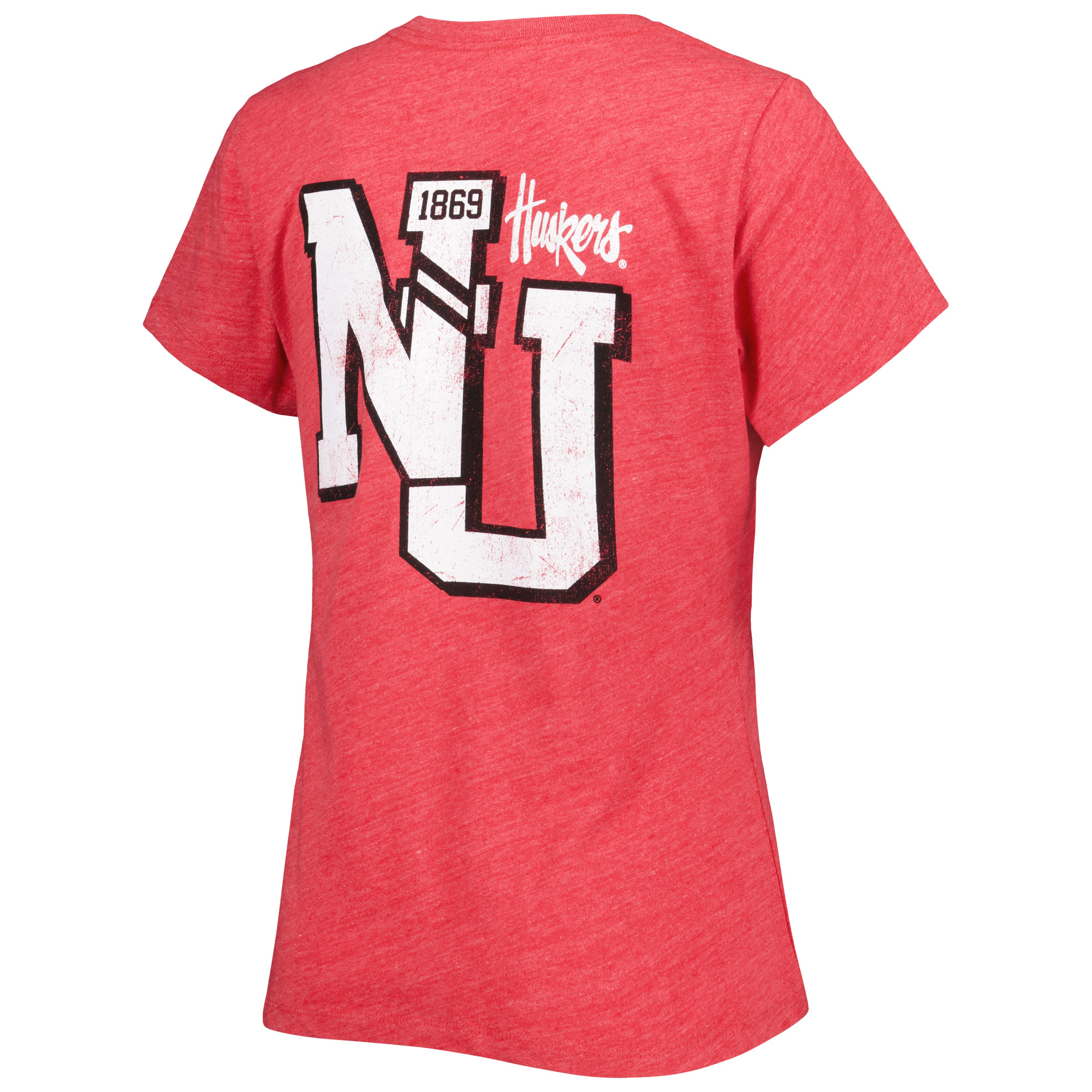 Women's League Collegiate Wear Heather Scarlet Nebraska Huskers Intramural Classic 2-Hit Tri-Blend T-Shirt - Image 6