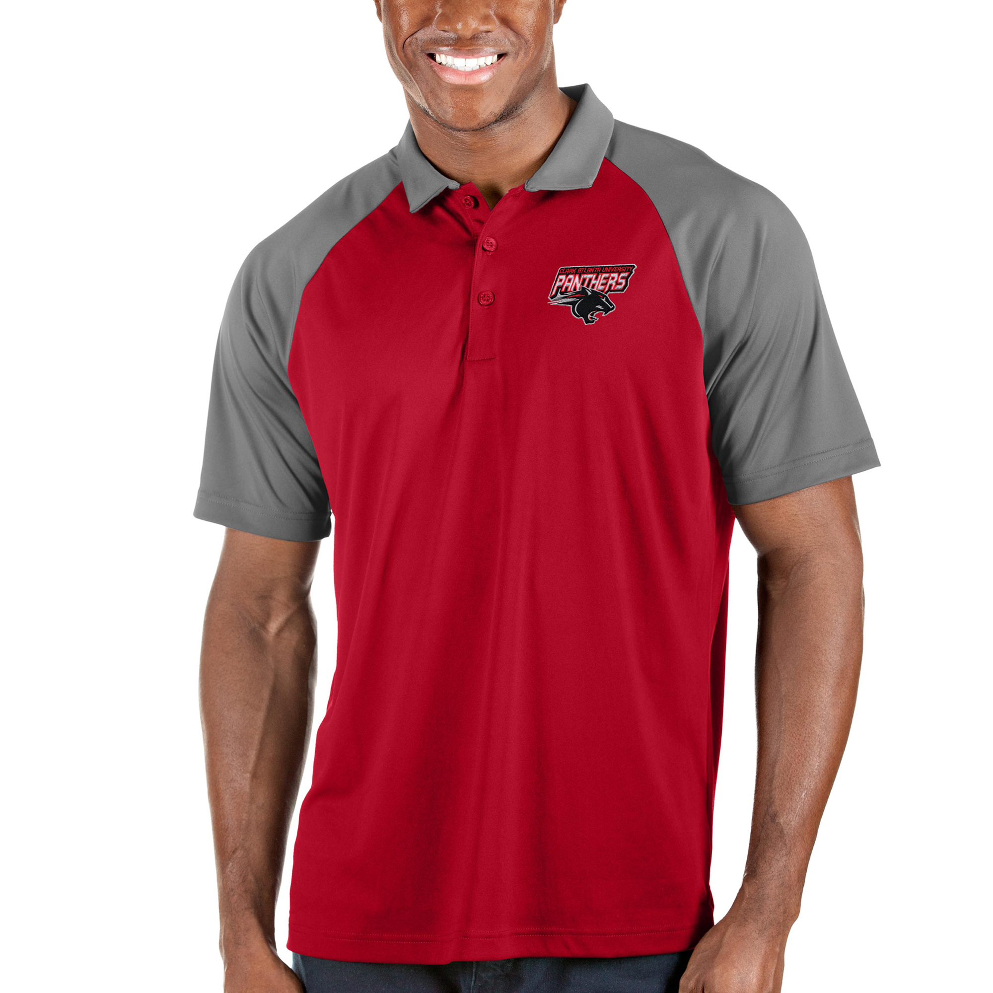 Men's Antigua Red/Gray Clark Atlanta University Panthers Nova Polo