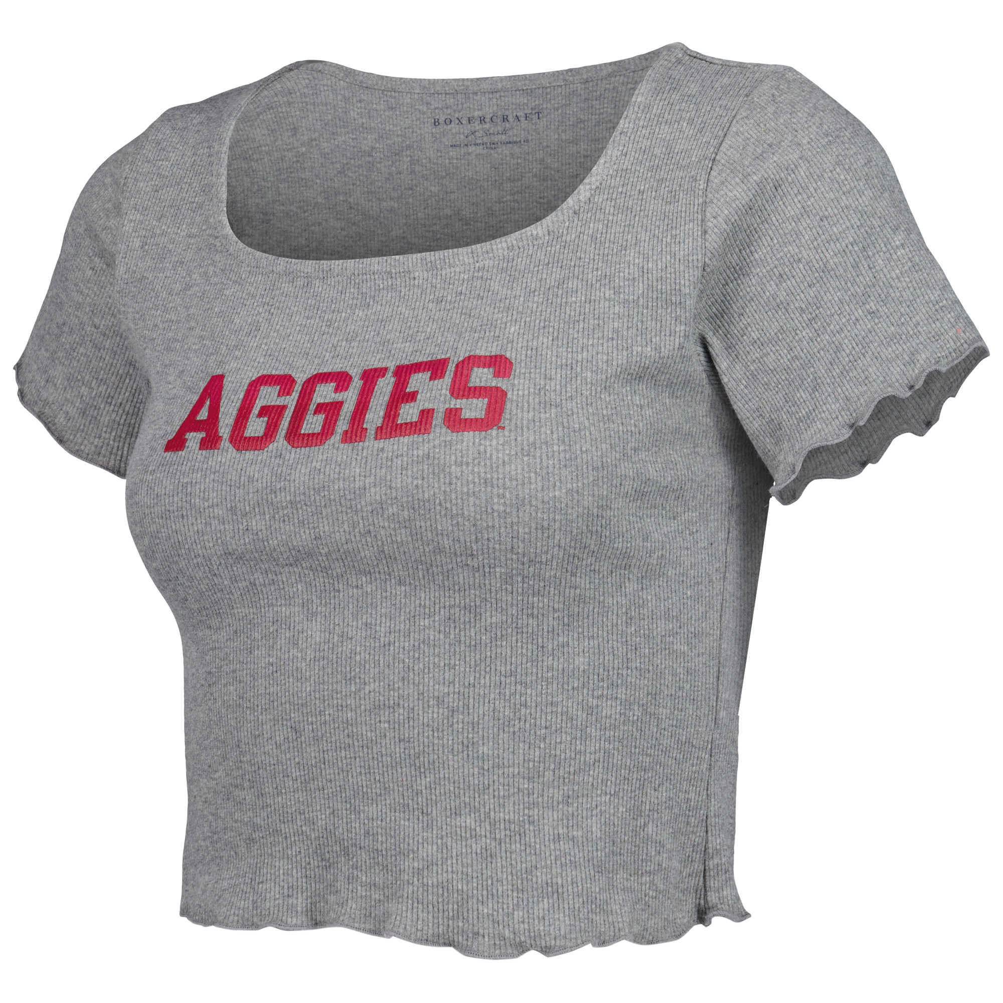 Women's Gray Texas A&M Aggies Baby Rib Lettuce-Edge Trim T-Shirt - Image 6