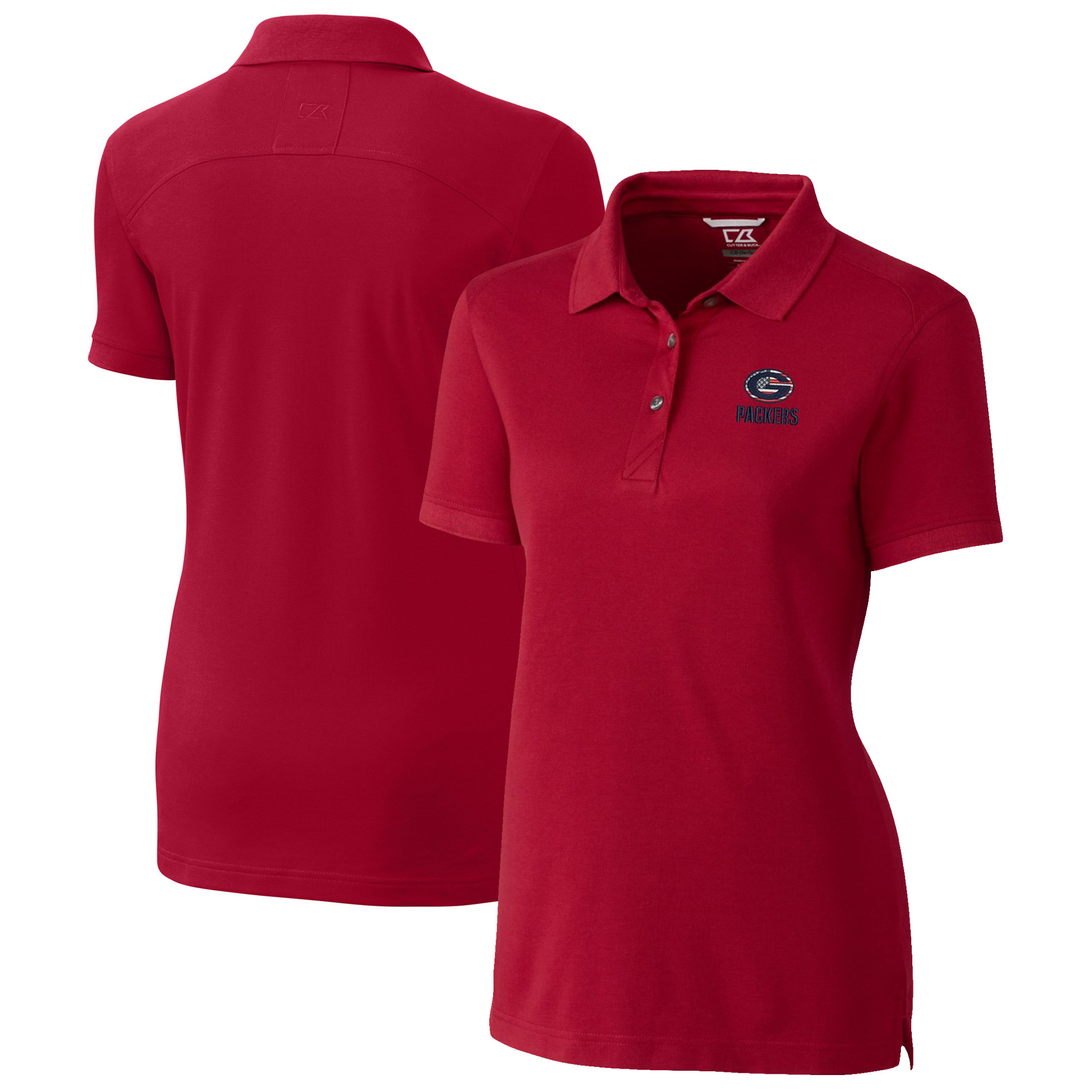 Women's Cutter & Buck Cardinal Green Bay Packers Advantage DryTec Tri-Blend Pique Polo