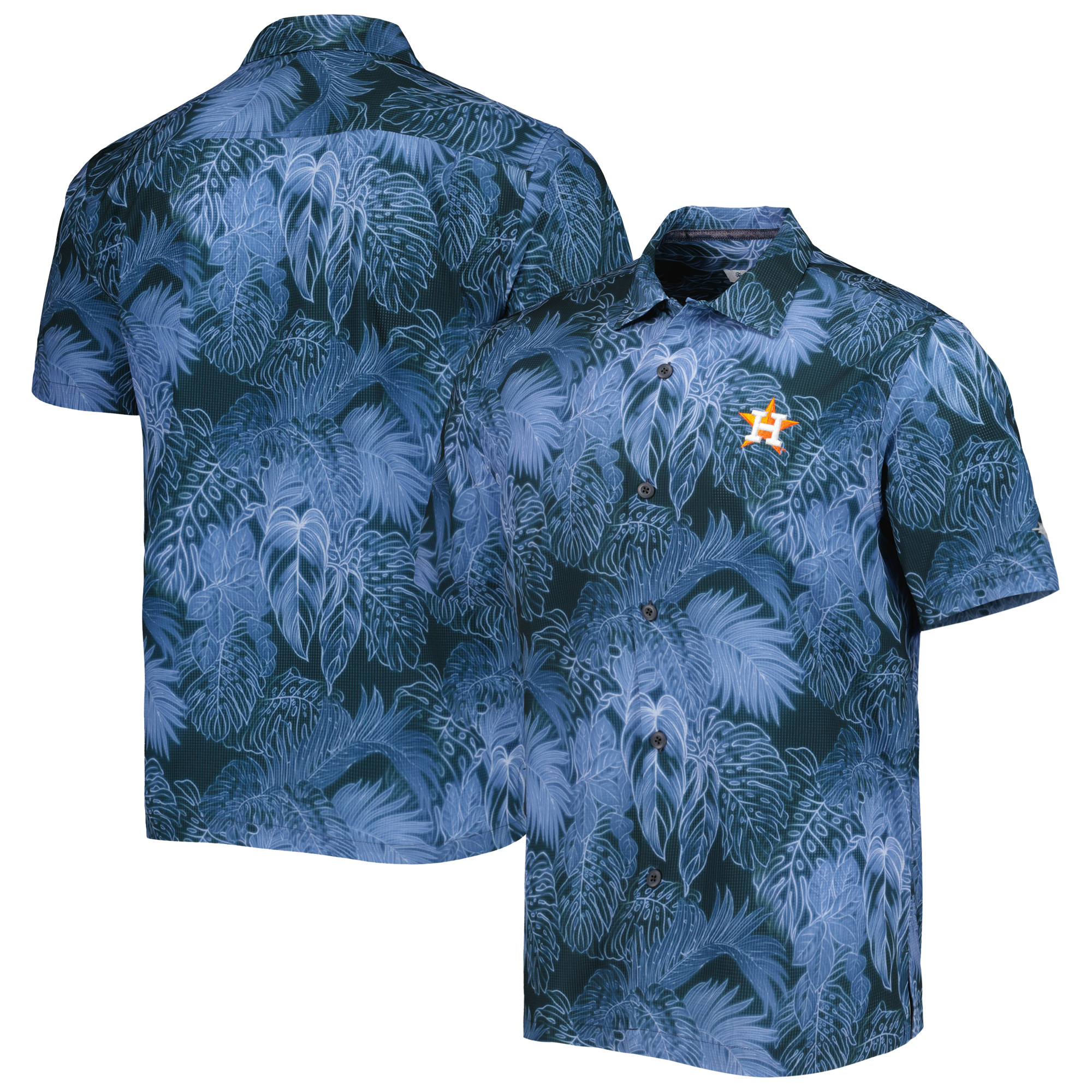 Men's Tommy Bahama Blue Houston Astros Bahama Coast Luminescent Fronds IslandZone Button-Up Camp Shirt - Image 5