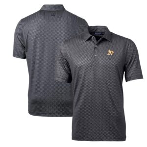 Men's Cutter & Buck Black Oakland Athletics Big & Tall Pike Banner Print Polo
