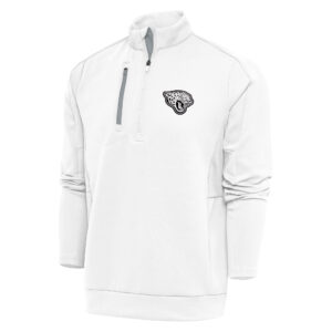 Men's Antigua White Jacksonville Jaguars Metallic Logo Generation Quarter-Zip Pullover Top