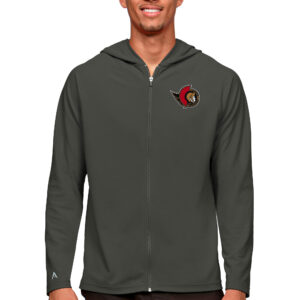 Men's Antigua Charcoal Ottawa Senators Logo Legacy Full-Zip Hoodie