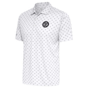 Men's Antigua White Atlanta United FC Brushed Metallic Logo Spark Polo