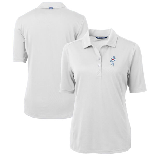 Women's Cutter & Buck White Houston Oilers Throwback Logo Virtue Eco Pique Recycled Polo