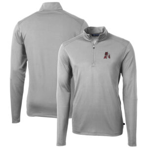 Men's Cutter & Buck Gray Arkansas Razorbacks Virtue Eco Pique Recycled Quarter-Zip Pullover Top