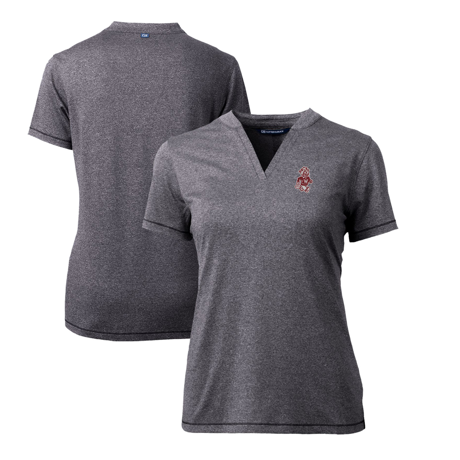 Women's Cutter & Buck Heather Charcoal Washington State Cougars Forge Stretch Blade V-Neck Top - Image 5