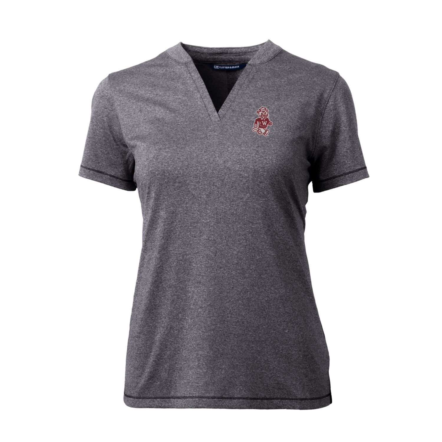 Women's Cutter & Buck Heather Charcoal Washington State Cougars Forge Stretch Blade V-Neck Top - Image 3