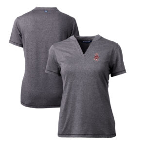 Women's Cutter & Buck Heather Charcoal Washington State Cougars Forge Stretch Blade V-Neck Top