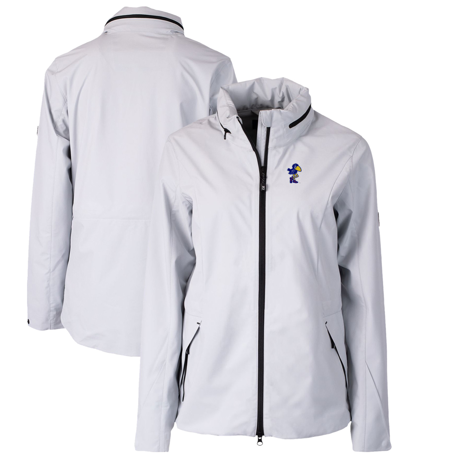 Women's Cutter & Buck Gray Kansas Jayhawks Vault Vapor Water Repellent Stretch Full-Zip Rain Jacket - Image 2