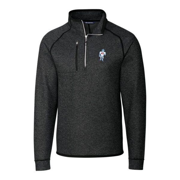 Men's Cutter & Buck Heather Charcoal Houston Oilers Throwback Logo Mainsail Sweater-Knit Half-Zip Pullover Jacket - Image 6