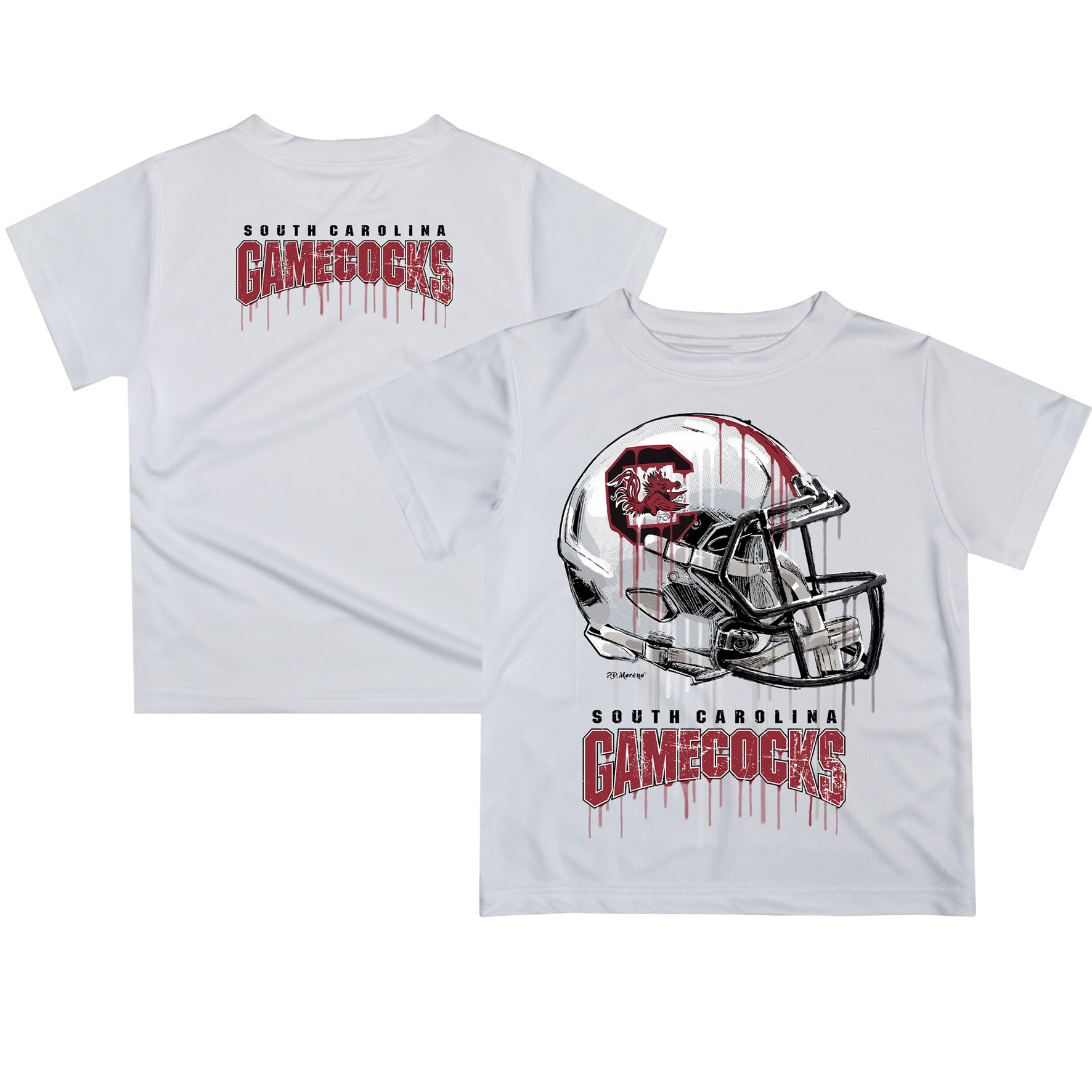 Youth White South Carolina Gamecocks Team Logo Dripping Helmet T-Shirt - Image 2
