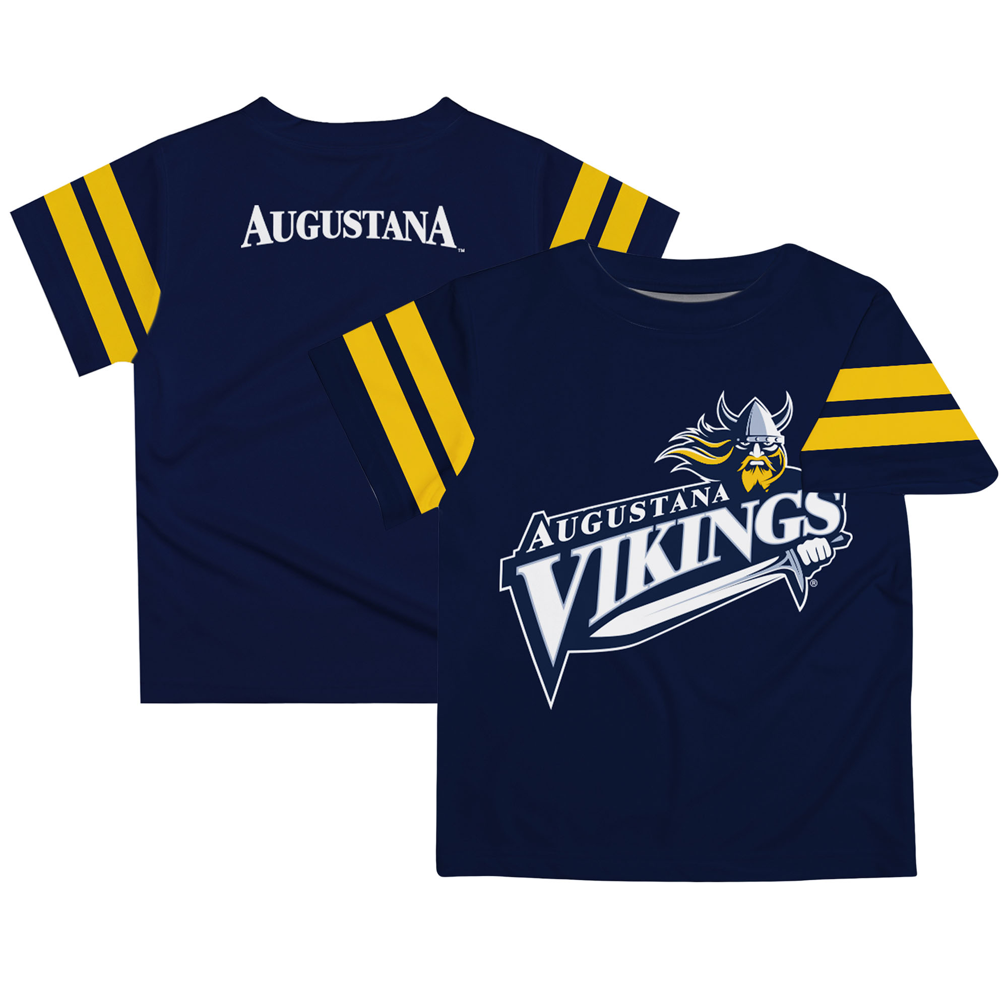 Youth Navy Augustana Vikings Team Logo Stripes T-Shirt - Image 5