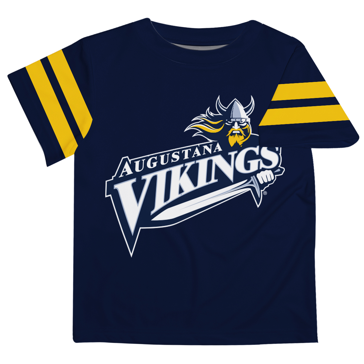 Youth Navy Augustana Vikings Team Logo Stripes T-Shirt - Image 6