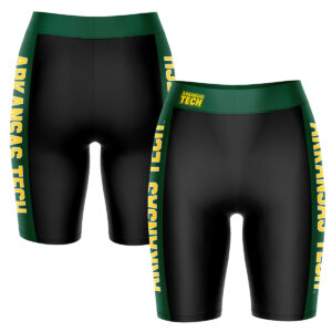 Women's Black/Green Arkansas Tech Plus Size Striped Design Bike Shorts